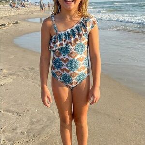 Girls Western Swimsuit • Aztec One‑Piece • Cowgirl Bathing Suit for Kids